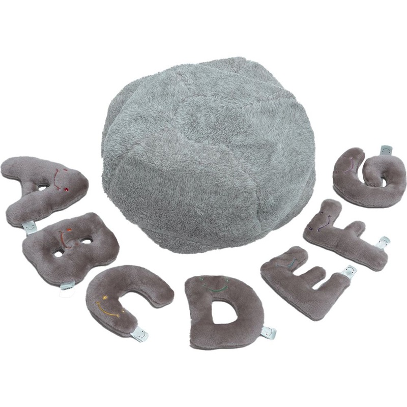 Alphabet Plush Mini Set – Rhino Grey Letters with Light Grey Bag