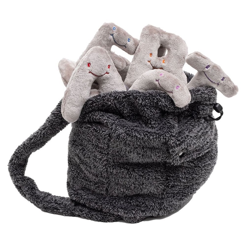 Alphabet Plush Set – Rhino Grey Letters with Dark Grey Backpack