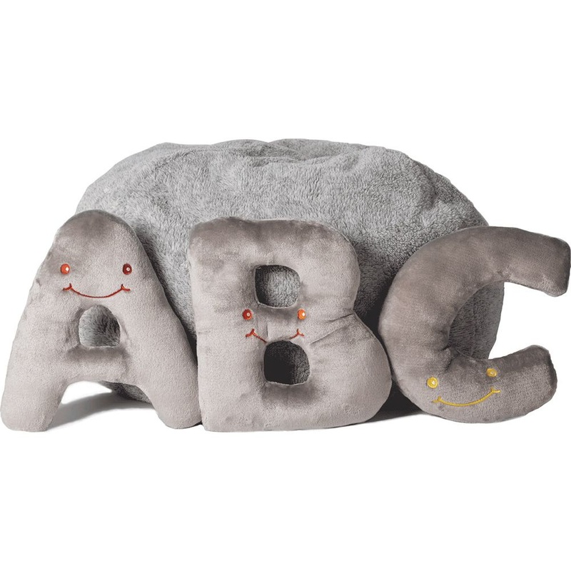 Alphabet Plush Set – Rhino Grey Letters with Light Grey Bag