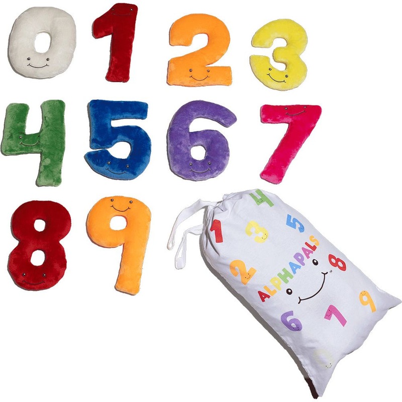 Numbers Plush Set – Rainbow Numbers with White Drawstring Bag