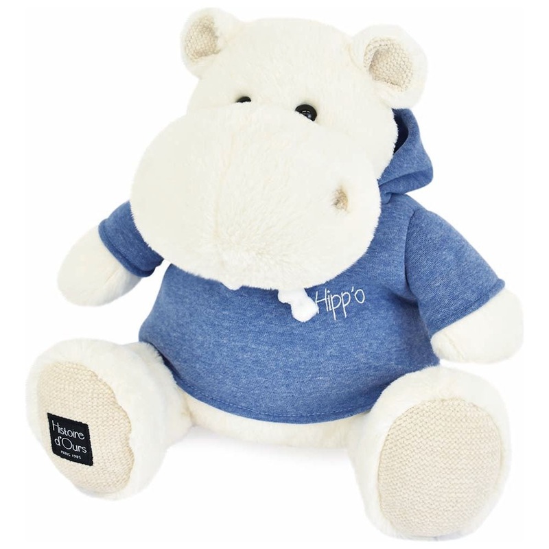 Hippo Plush – White with Blue Sweatshirt