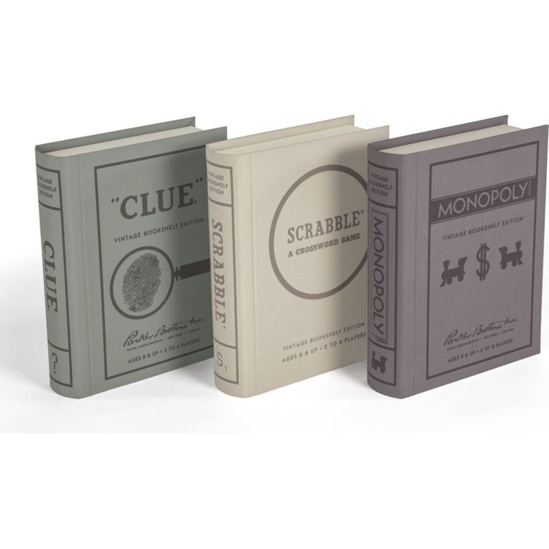 Vintage Bookshelf Games 3-Pack: Monopoly, Scrabble, Clue