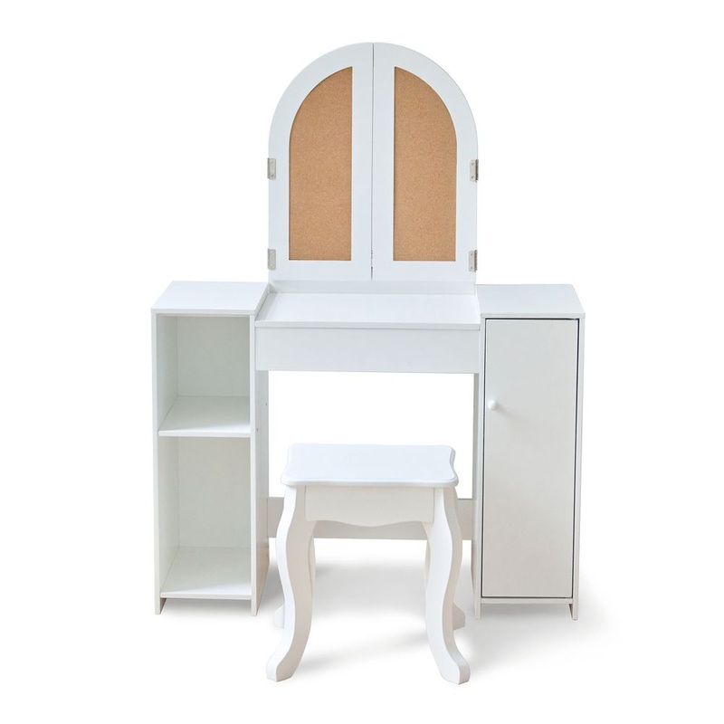 Deluxe Glow Wooden Vanity Desk with LED Lights & Cork Panels