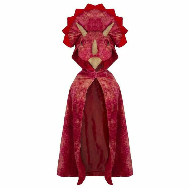 Triceratops Red Hooded Cape – Size 4-5 Years