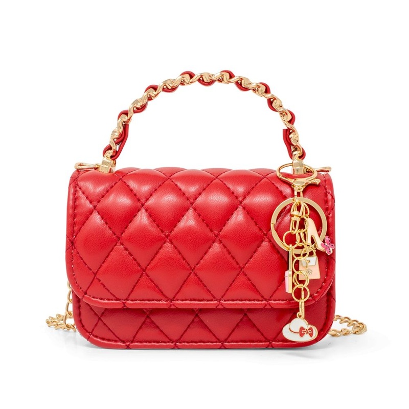 Classic Link Chain Handle Handbag – Red