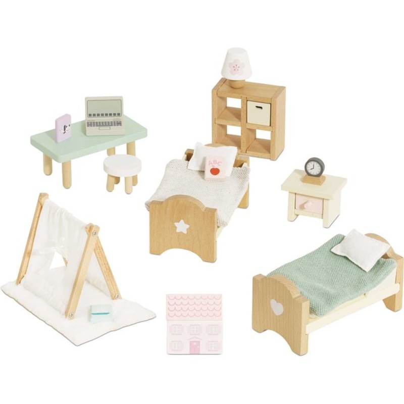 Wooden Dollhouse 24 Piece Child’s Bedroom Furniture Set