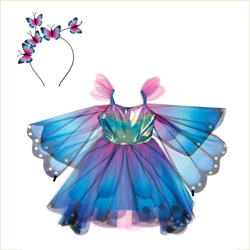 Blue Butterfly Twirl Dress & Wings – Size 3-4 Years