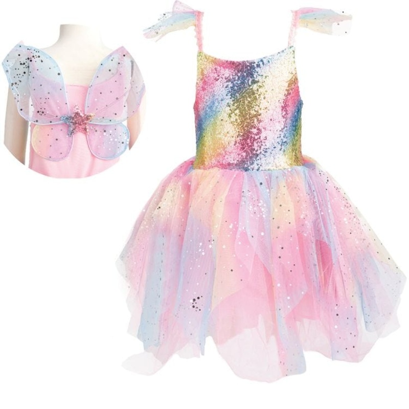 Rainbow Fairy Dress & Wings – Size 7-8 Years