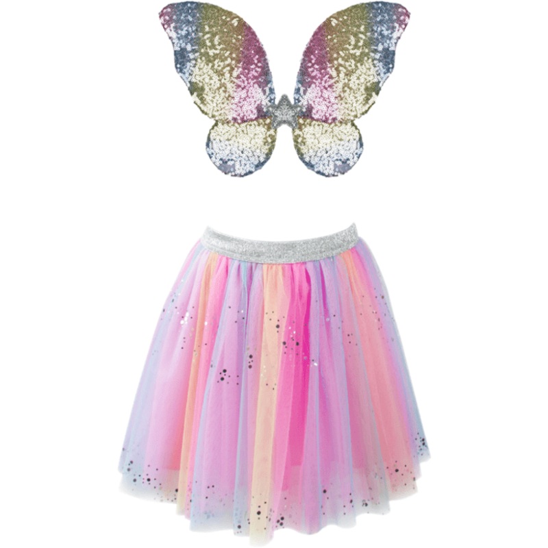 Rainbow Sequins Skirt with Wings & Wand – Size 4-6 Years