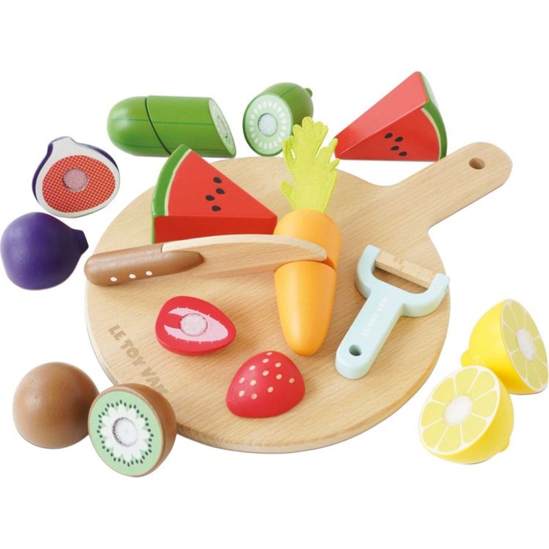 Wooden Chopping Board & Sliceable Play Food